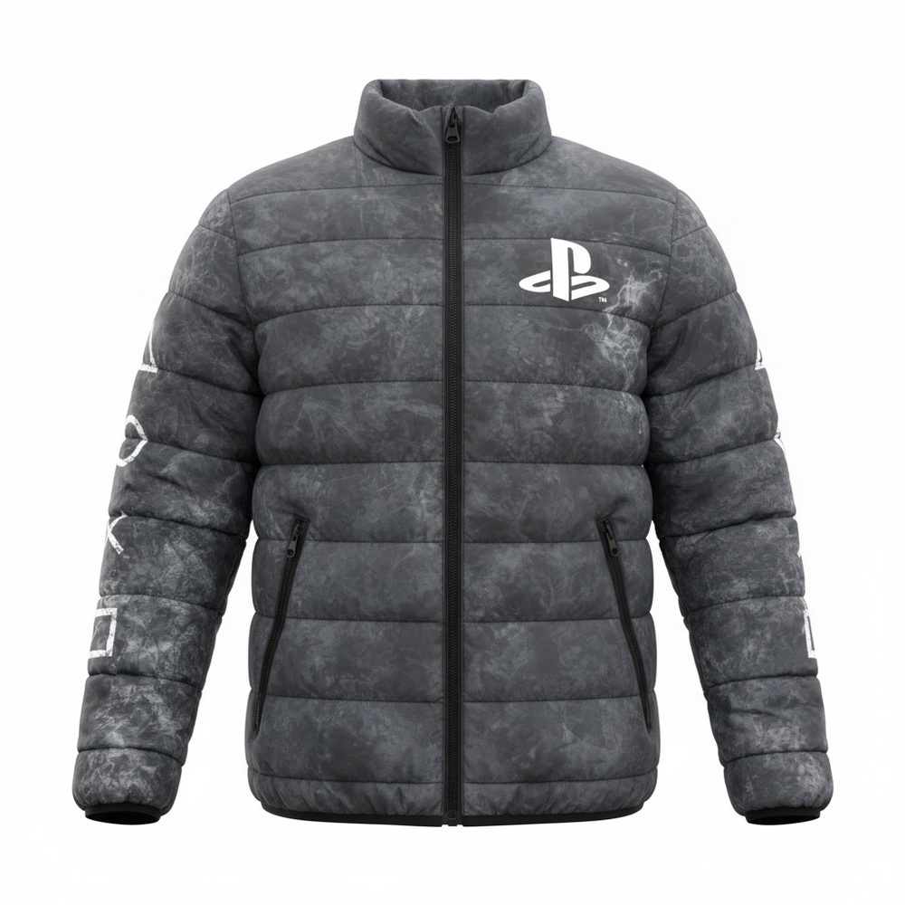 H&M X PlayStation Charcoal Puffer Jacket
